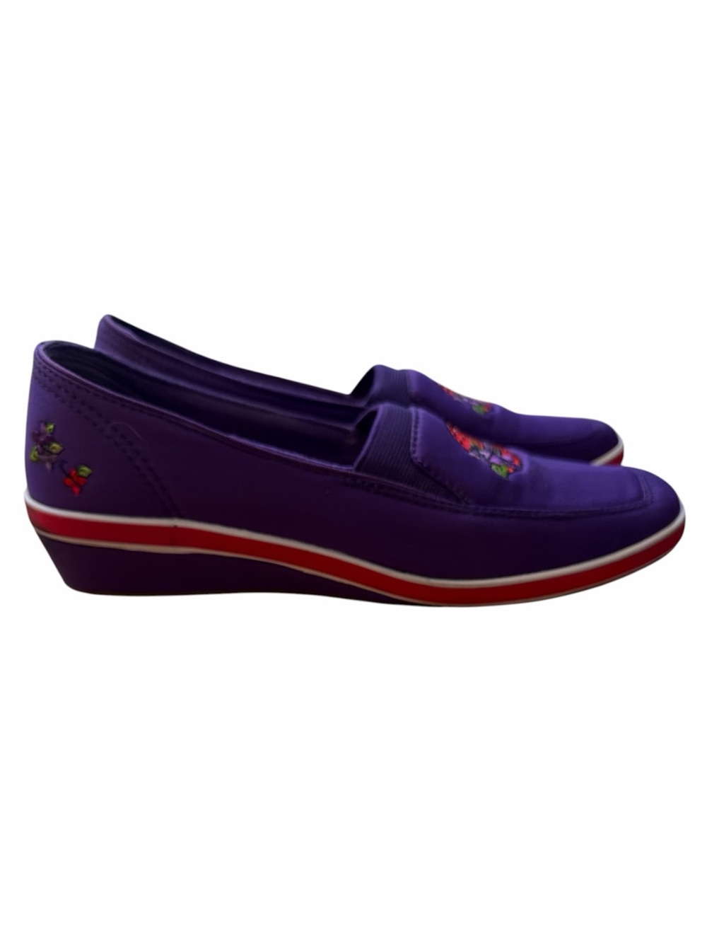 Grasshoppers by Keds Red Hat Society Embroidered Purple Slip on Sneakers